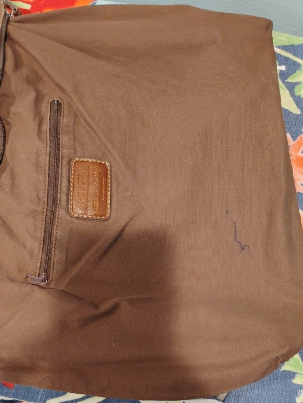 FOSSIL Vintage Brown Floral Embroidered Shoulder Bag - Picture 7 of 7